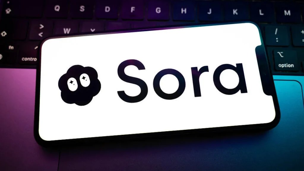 Android Users Downloaded OpenAI’s Sora AI App Nearly Half a Million Times in One Day Sora logo on a smartphone resting on a laptop