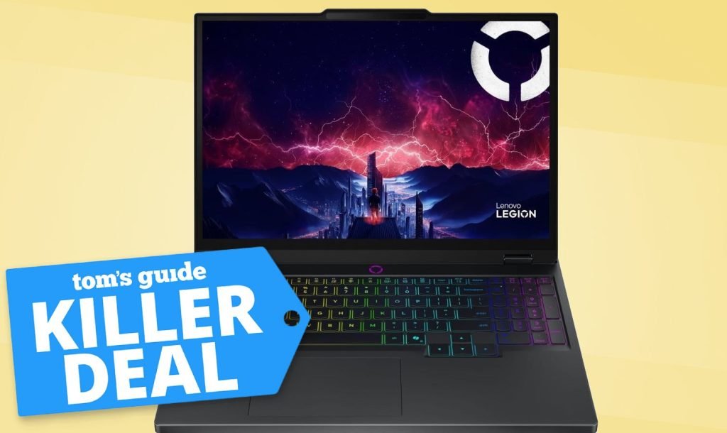 Score this RTX 5060 OLED gaming laptop for $999 in early Black Friday deal Lenovo Legion 5 laptop with killer deal tag superimposed