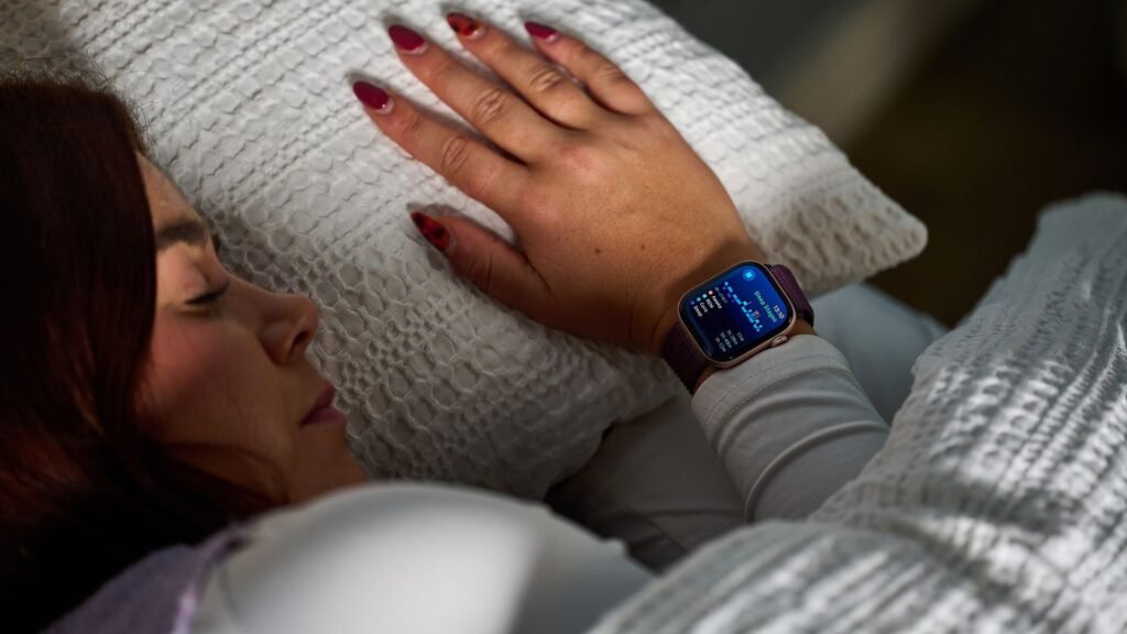 Our sleep tech tester testing the Apple Watch 10