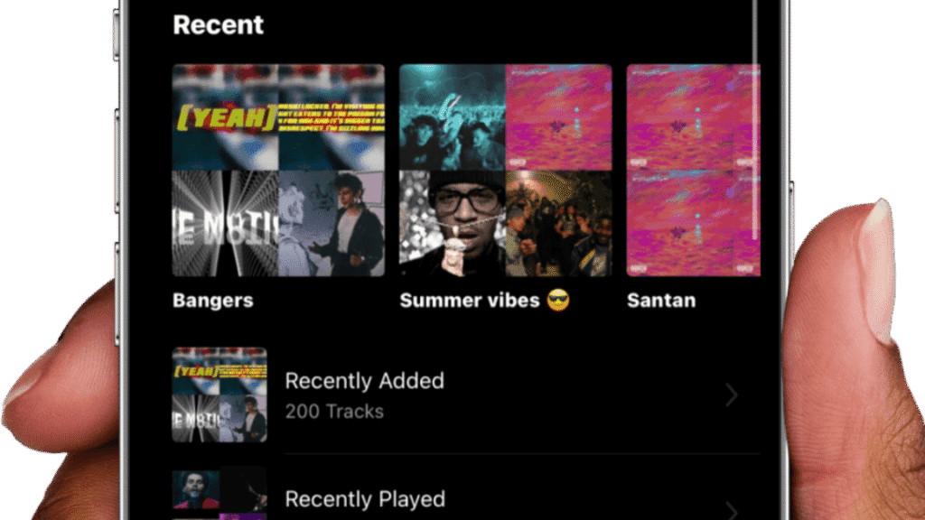 A music streaming app displayed on a phone.