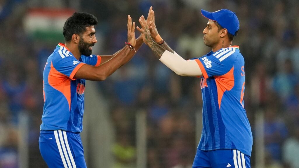 How to watch India vs New Zealand: T20 World Cup final 2026 Free Streams Bowler Jasprit Bumrah and captain Suryakumar Yadav of India celebrate a wicket during an ICC Men's T20 World Cup match.