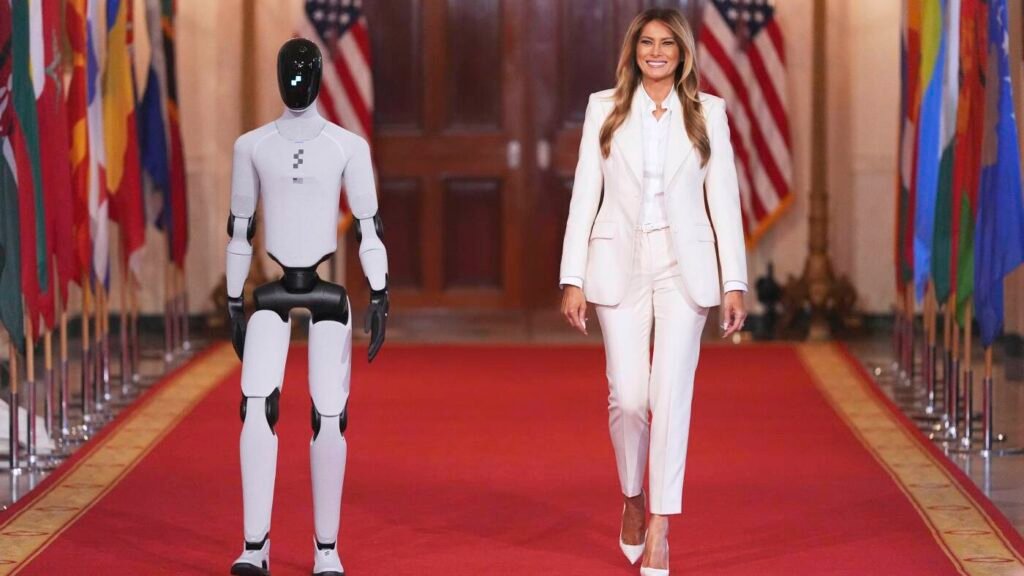Melania Trump shares the highlight with a robotic at an schooling and expertise occasion : NPR Melania Trump shares the spotlight with a robot at an education and technology event : NPR