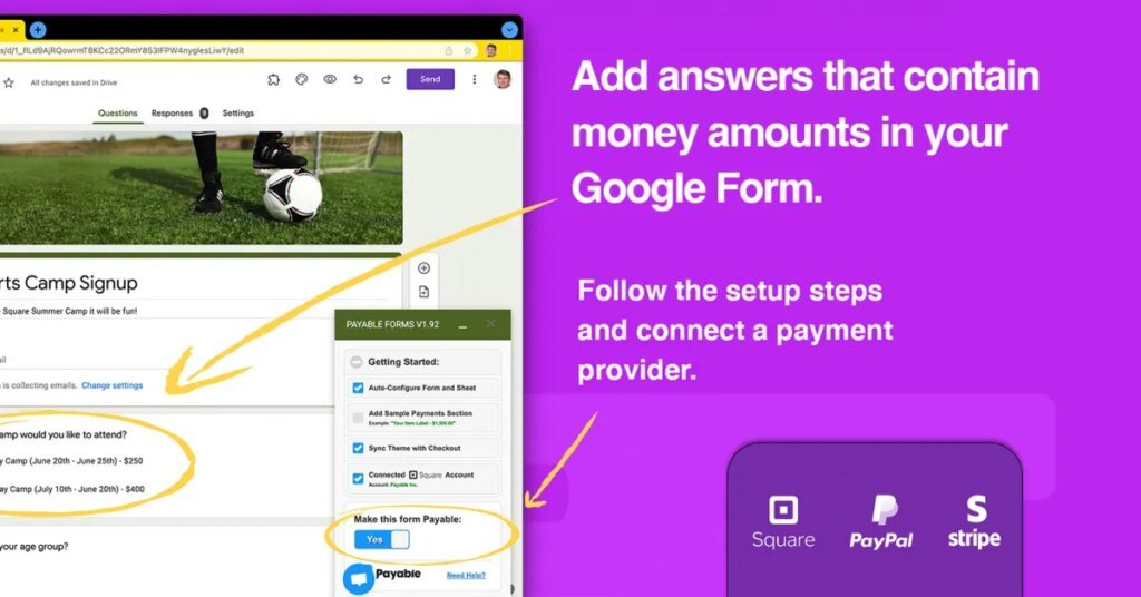 Payable is the best way to accept PayPal, Stripe, and Square payments in Google Forms – here's how