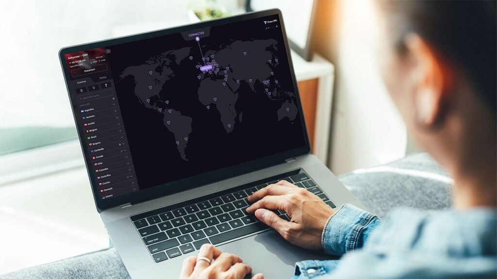 Proton VPN provides 5 new server places throughout Latin America and the Caribbean Proton VPN server map displayed on laptop