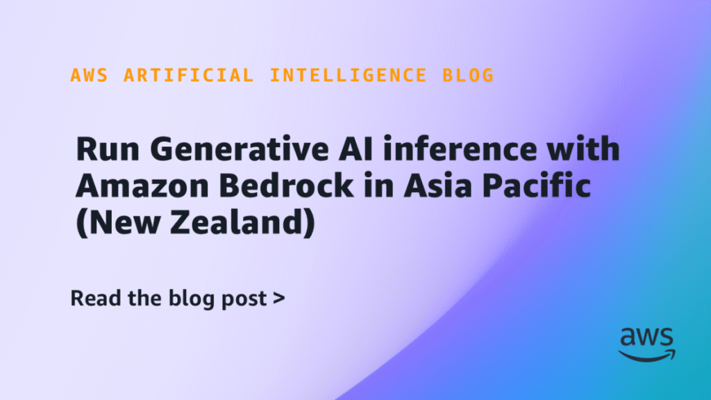 Run Generative AI inference with Amazon Bedrock in Asia Pacific (New Zealand) Run Generative AI inference with Amazon Bedrock in Asia Pacific (New Zealand)