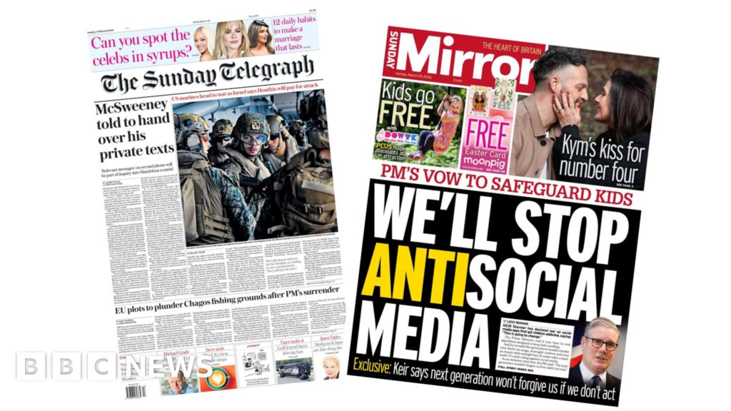 The Papers: 'US marines head to warfare' and 'We'll cease delinquent media' The Papers: 'US marines head to war' and 'We'll stop antisocial media'