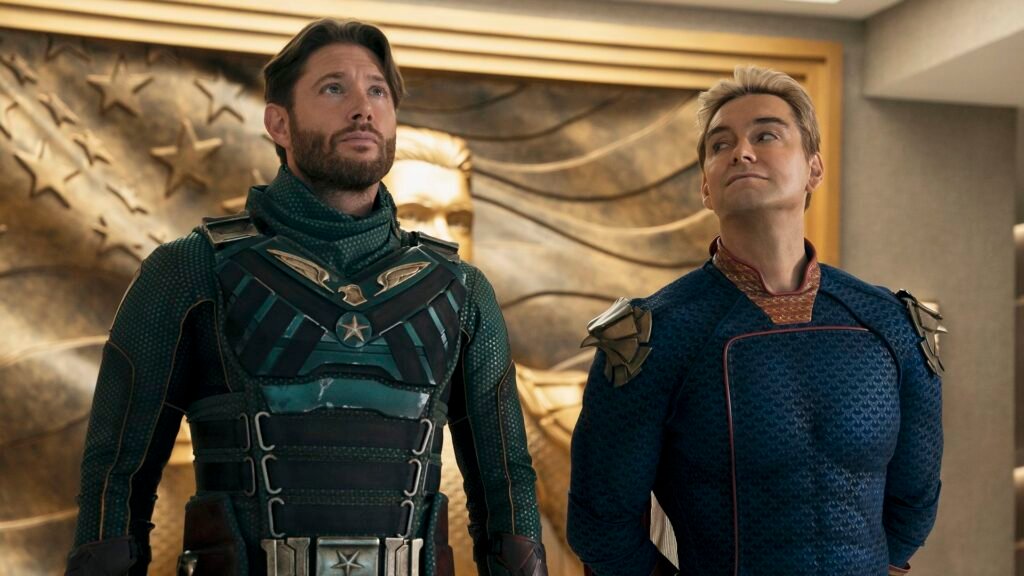 What’s the launch date for The Boys season 5 episode 3 on Prime Video? Soldier Boy looking up at something off-camera as Homelander smiles and looks at him in The Boys season 5