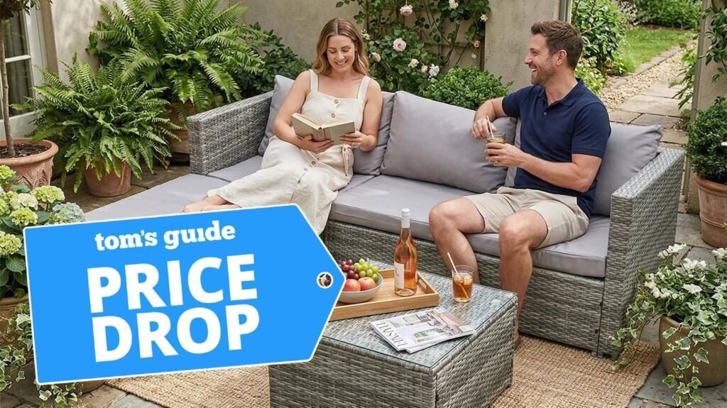 COZYBRITE Garden Corner Sofa Rattan Furniture Set 4 Seater Patio Outdoor Lounge Settee