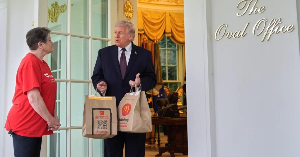 DoorDasher joins Trump for impromptu White House press event after delivering McDonald's