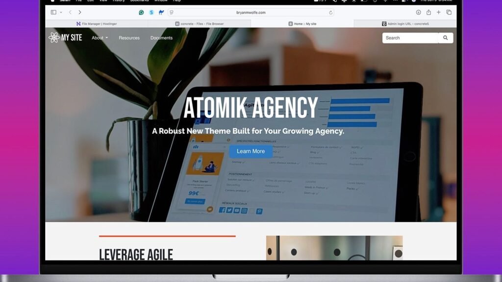 Concrete CMS installation on a laptop