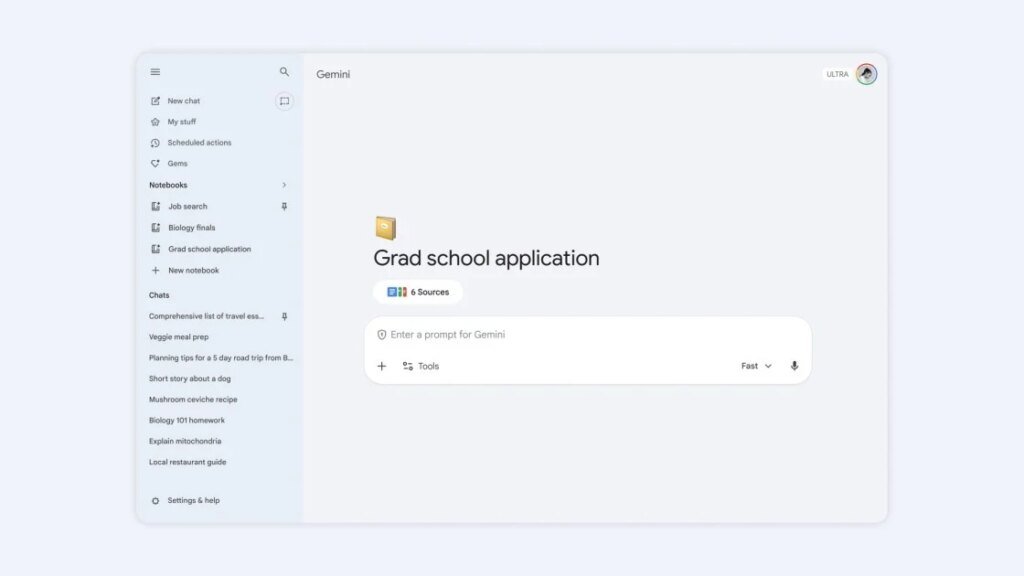 Google Gemini’s New Notebooks Help Organize Chats, Research Into Projects