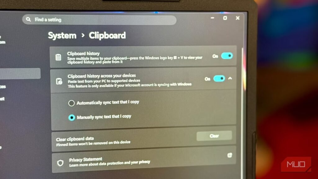 I enabled Windows 11 clipboard history and immediately turned off the cloud sync I didn't know was on