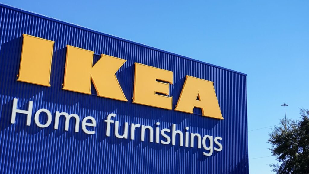An closeup exterior shot of an IKEA store