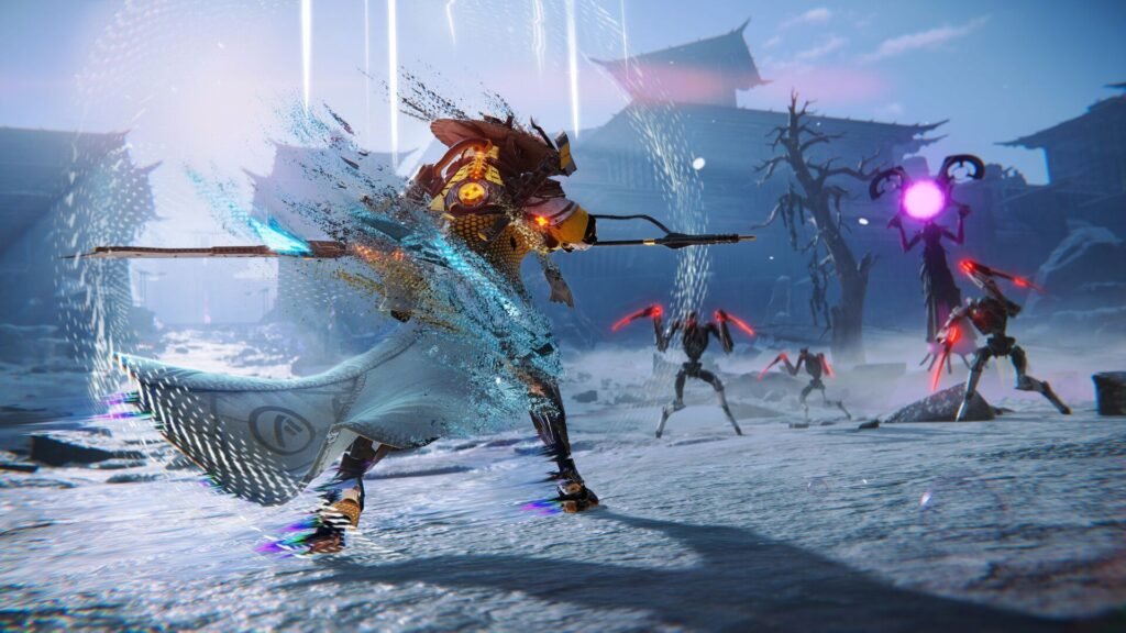 A Morbid Metal screenshot that shows the player character walking towards enemies with a melee weapon drawn.