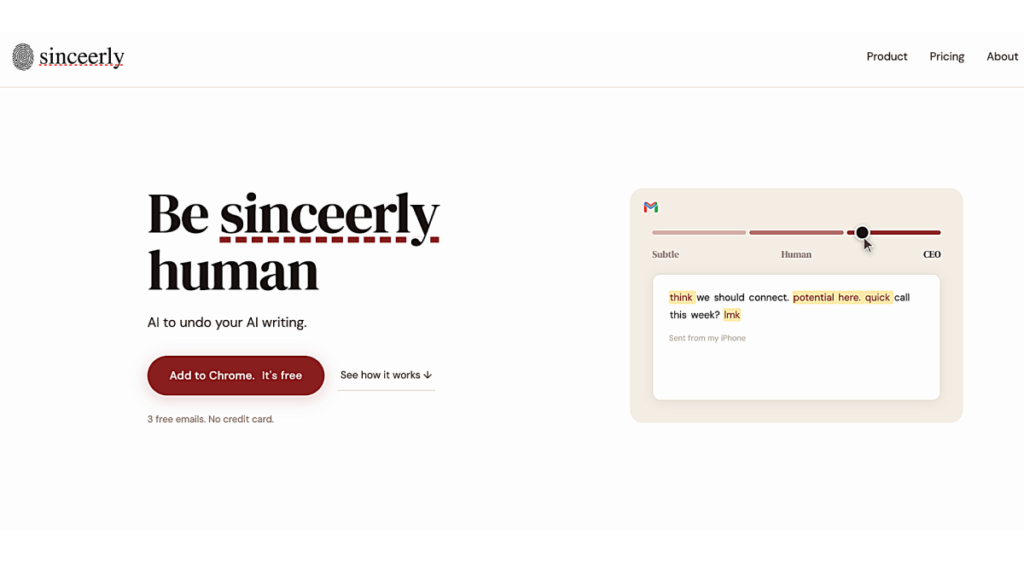 Sinceerly is an AI tool to 'un-AI' your writing