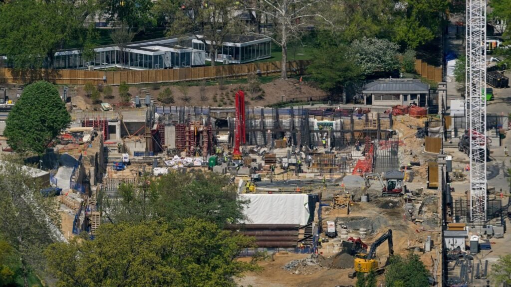 White Home ballroom building can proceed for now, appeals courtroom says : NPR White House ballroom construction can continue for now, appeals court says : NPR