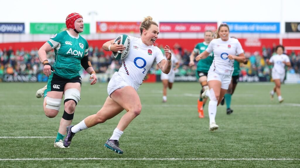 Ladies’s Six Nations 2026 Free Streams: TV Channels, Preview Megan Jones of England scoring a try against Ireland during a Women's Six Nations match.