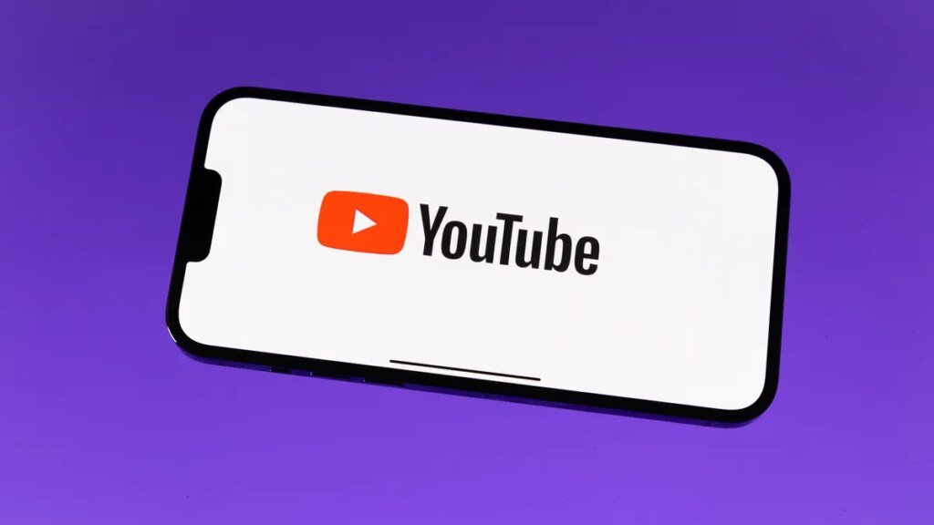 A smartphone displaying the YouTube logo