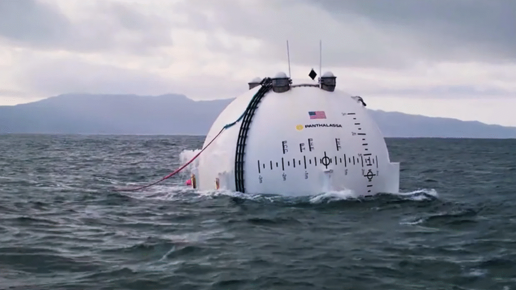 A test of the Panthalassa Ocean-2 wave energy converter, which would generate electricity to power sea-based data centers.