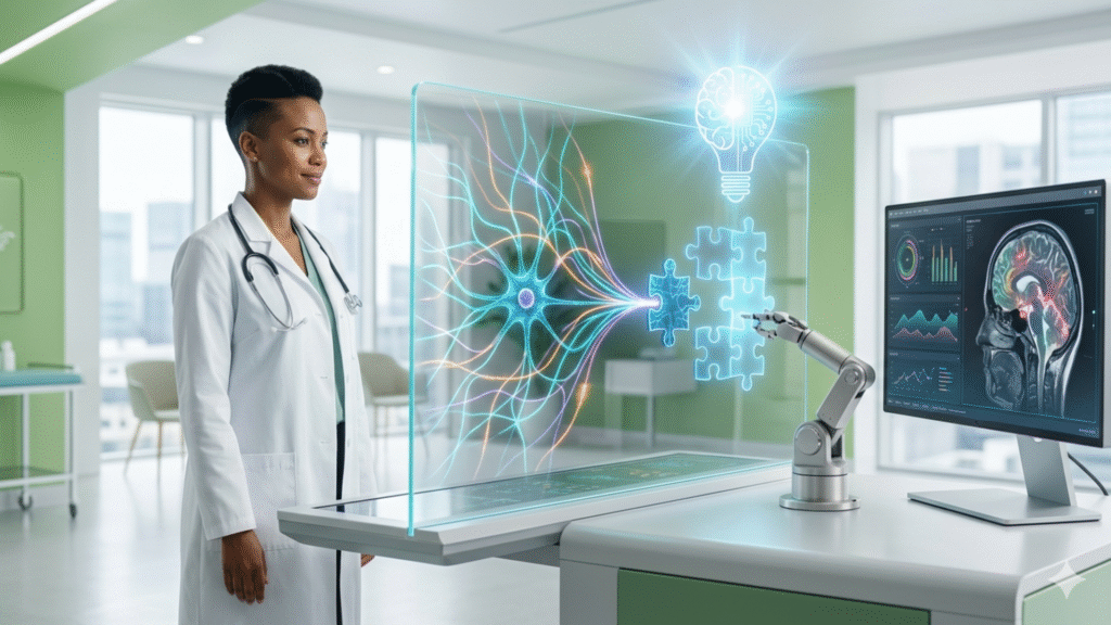 Doctor interacting with an AI model